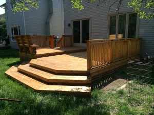 Picture of the deck just after we finished staining it